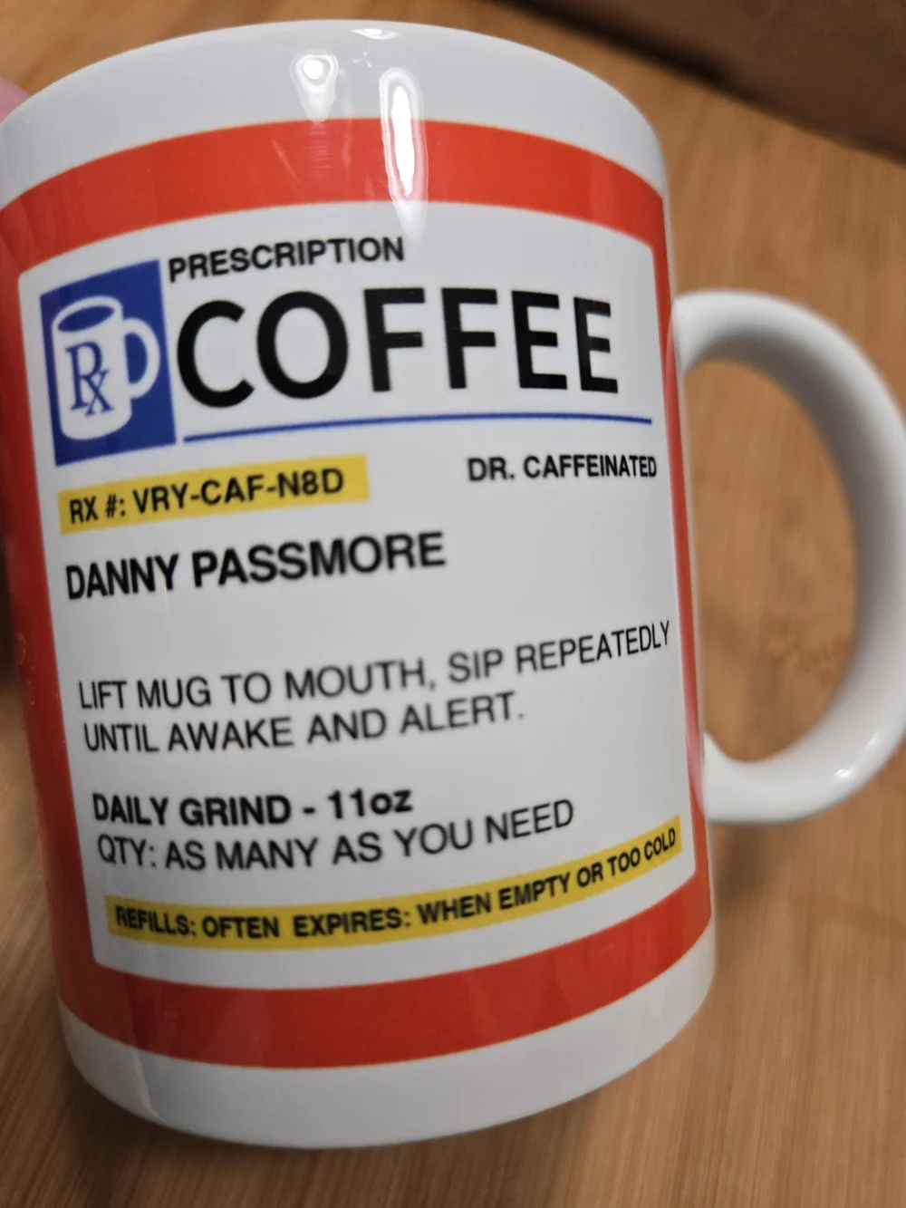 Prescription Coffee Novelty Mug - RX #: VRY-CAF-N8D DR. CAFFEINATED